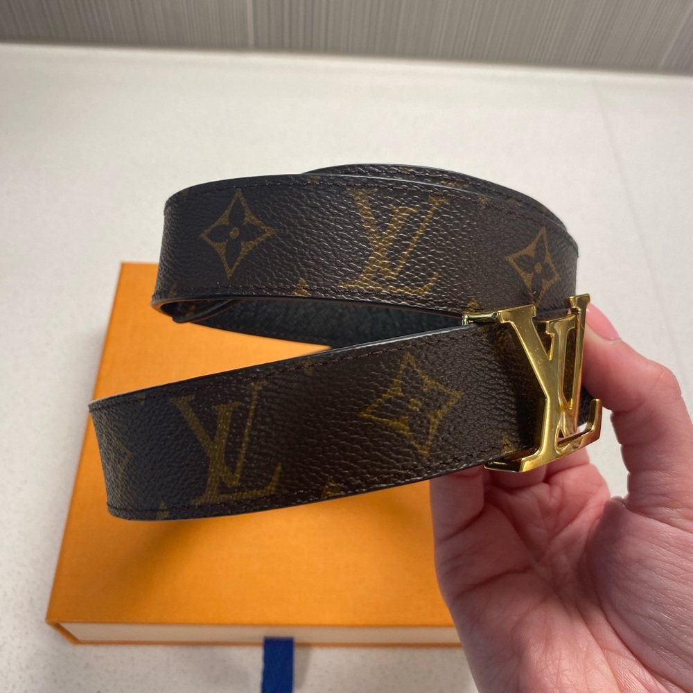 Louis Vuitton Black Womens Belt with Gold Buckle - Picture 3 of 7